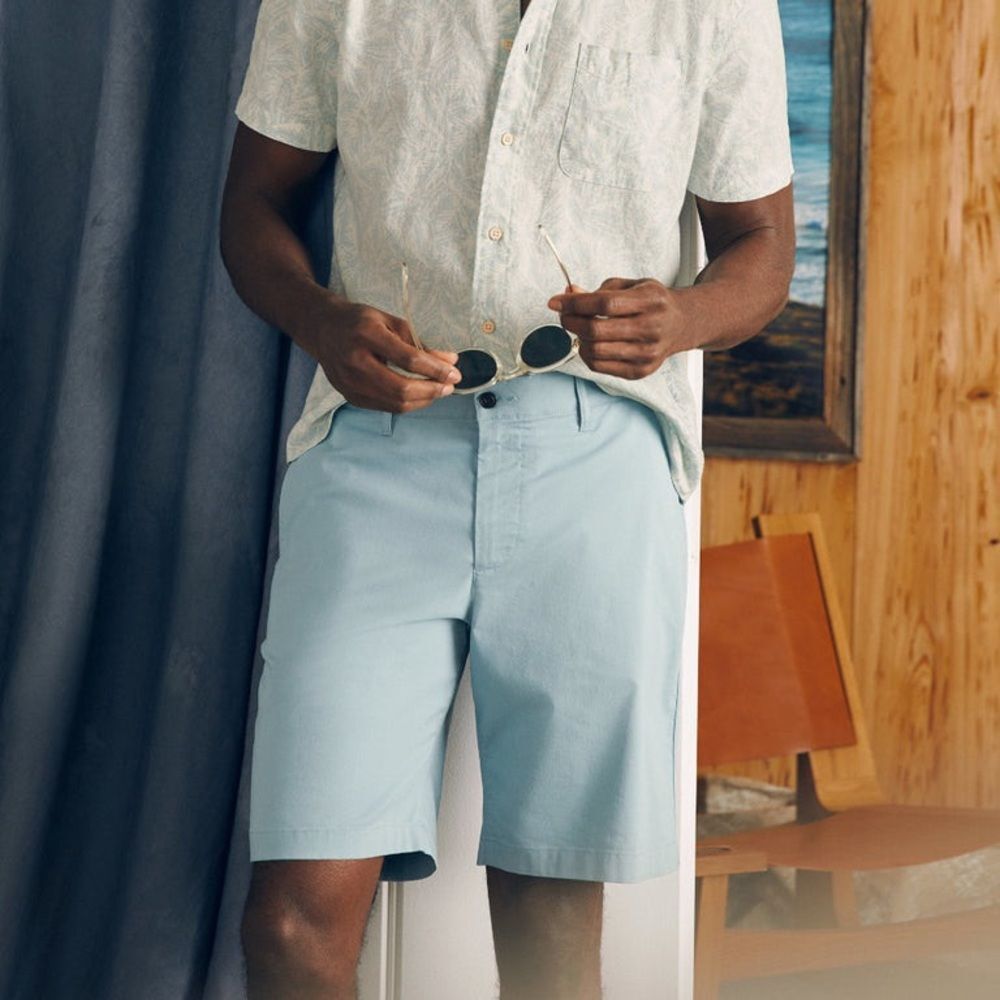 Faherty Movement Chino Short 8” Light Blue Shorts Men 33 Organic Cotton Casual - Picture 2 of 12